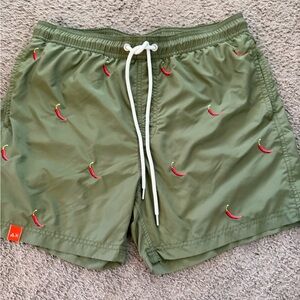 SUN 68 Beach Men's Shorts with Red Chili Pepper Design